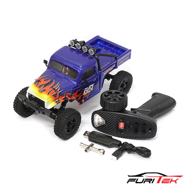 Furitek FX118 FURY WAGON RTR BRUSHLESS 1/18 RC CRAWLER KIT (Blue with Flames)