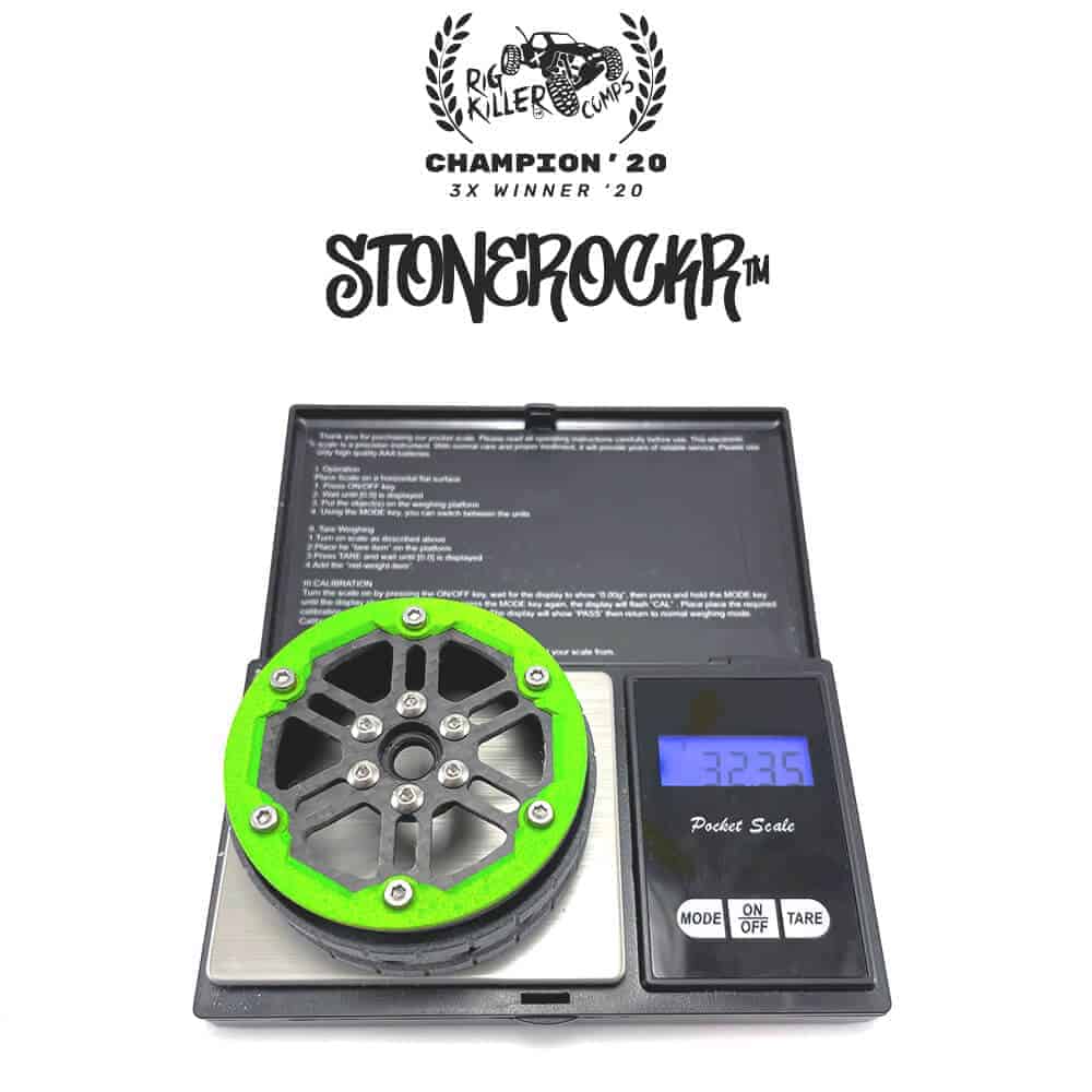 Flatgekko™ Stonerockr™ Douwe’s Humz 2.2″ LCG Offset Wheel Set /w Fluo Green Front Ring (2pcs)